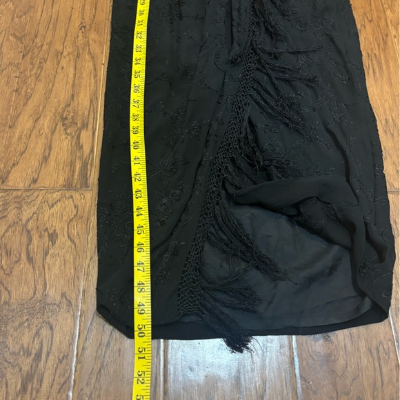 Vintage Carmen Marc Valvo Silk Black Backless Embroidered Fringe Dress Gown Sz 6 - Picture 10 of 12